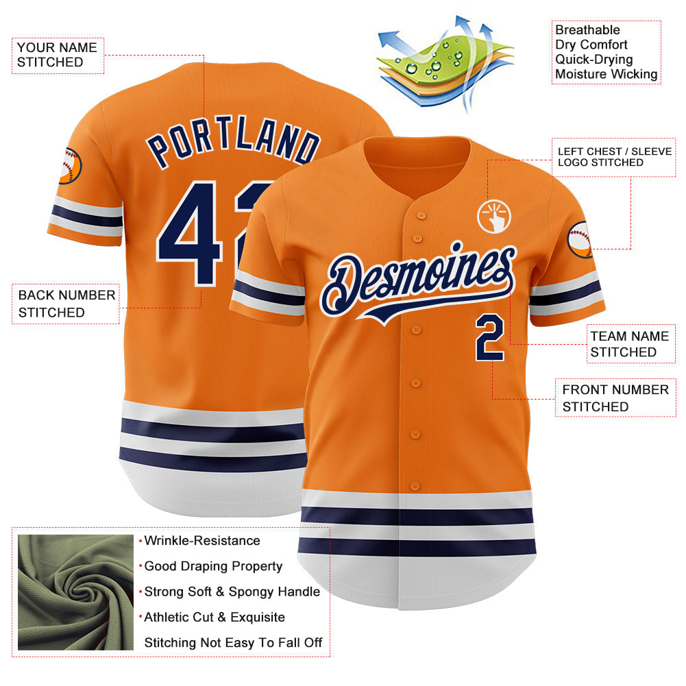 Custom Bay Orange Navy-White Line Authentic Baseball Jersey - Sky-Custom