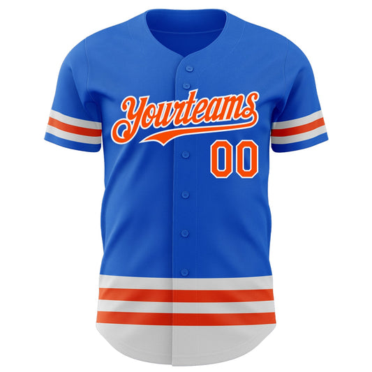 Custom Thunder Blue Orange-White Line Authentic Baseball Jersey - Sky-Custom