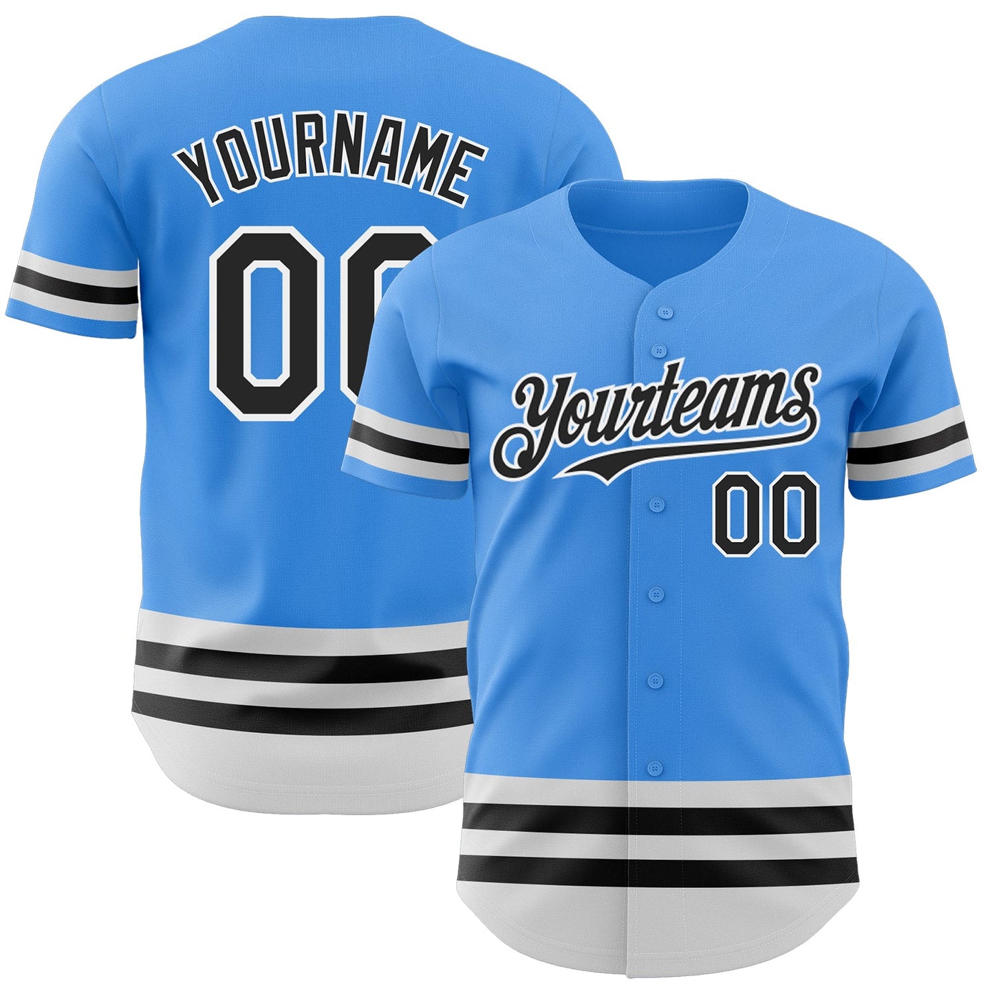 Custom Electric Blue Black-White Line Authentic Baseball Jersey - Sky-Custom