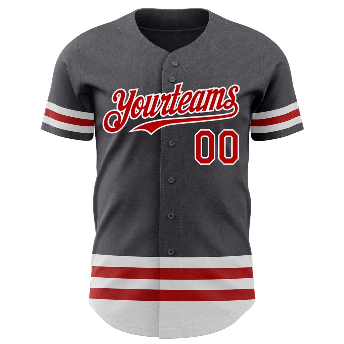 Custom Steel Gray Red-White Line Authentic Baseball Jersey - Sky-Custom