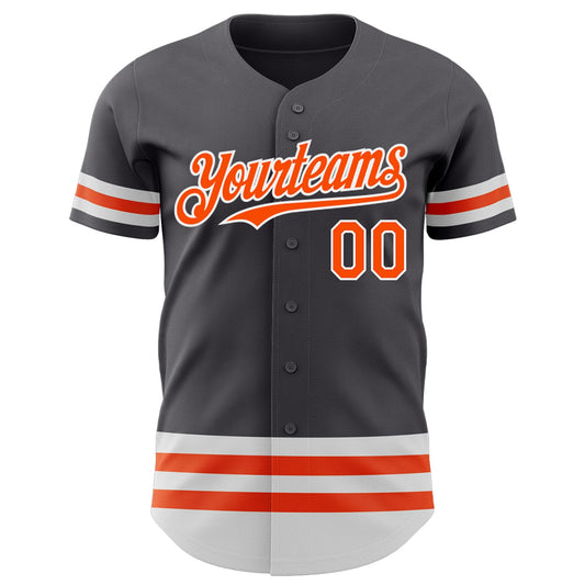Custom Steel Gray Orange-White Line Authentic Baseball Jersey - Sky-Custom