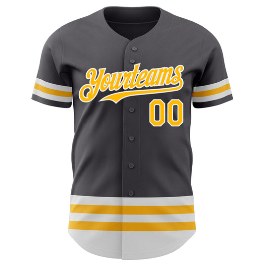 Custom Steel Gray Gold-White Line Authentic Baseball Jersey - Sky-Custom