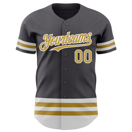Custom Steel Gray Old Gold-White Line Authentic Baseball Jersey - Sky-Custom