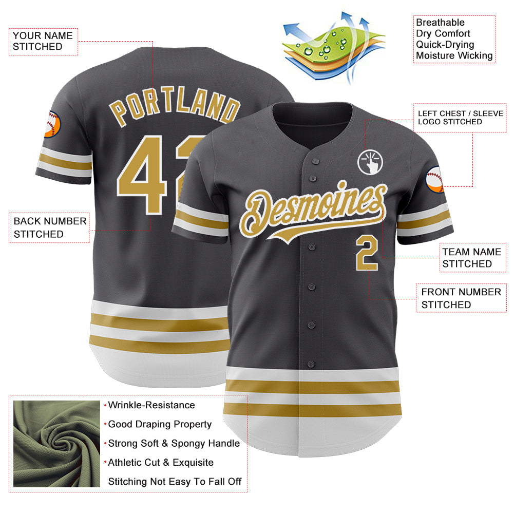 Custom Steel Gray Old Gold-White Line Authentic Baseball Jersey - Sky-Custom