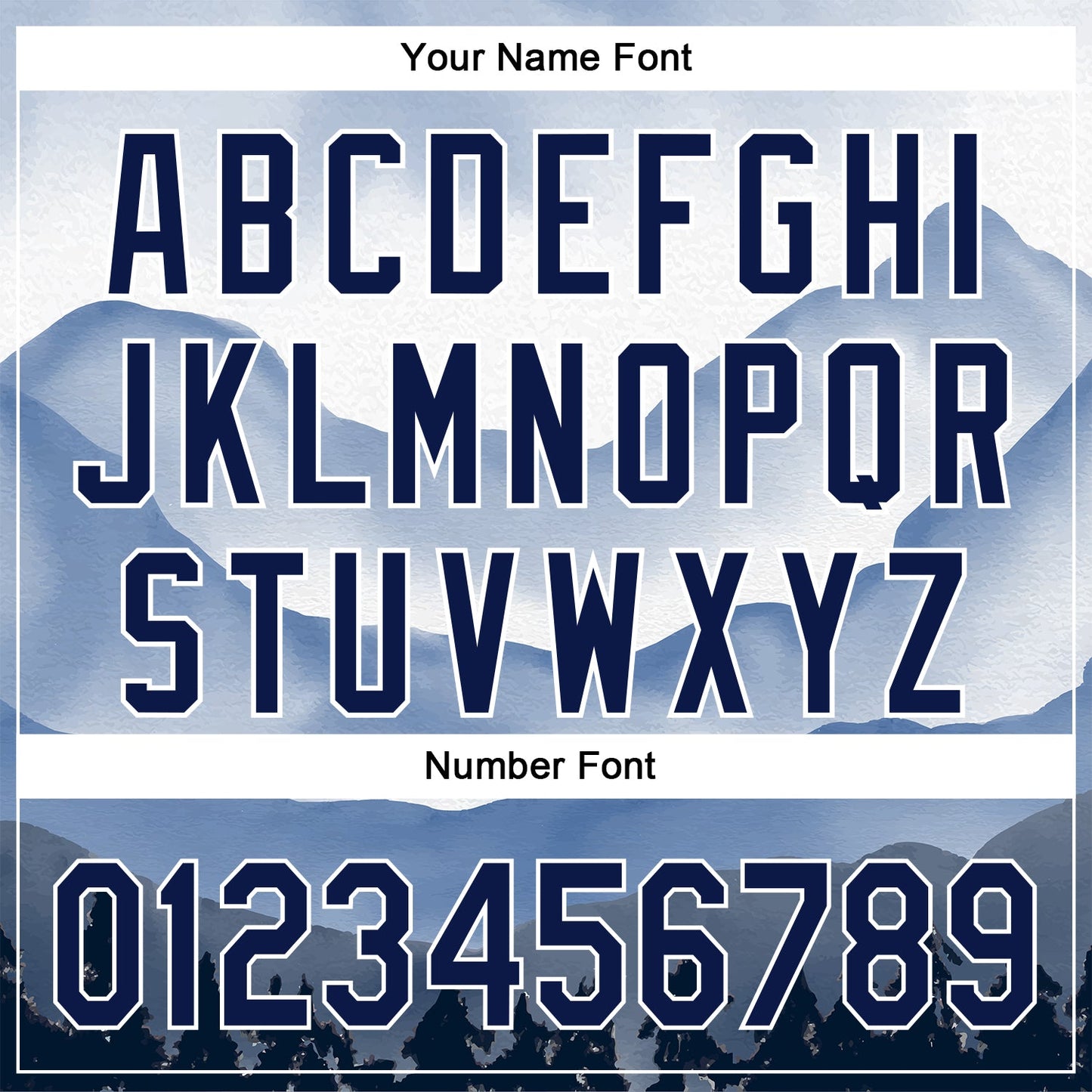 Custom White Navy 3D Pattern Design Watercolor Mountains Authentic Baseball Jersey - Sky-Custom