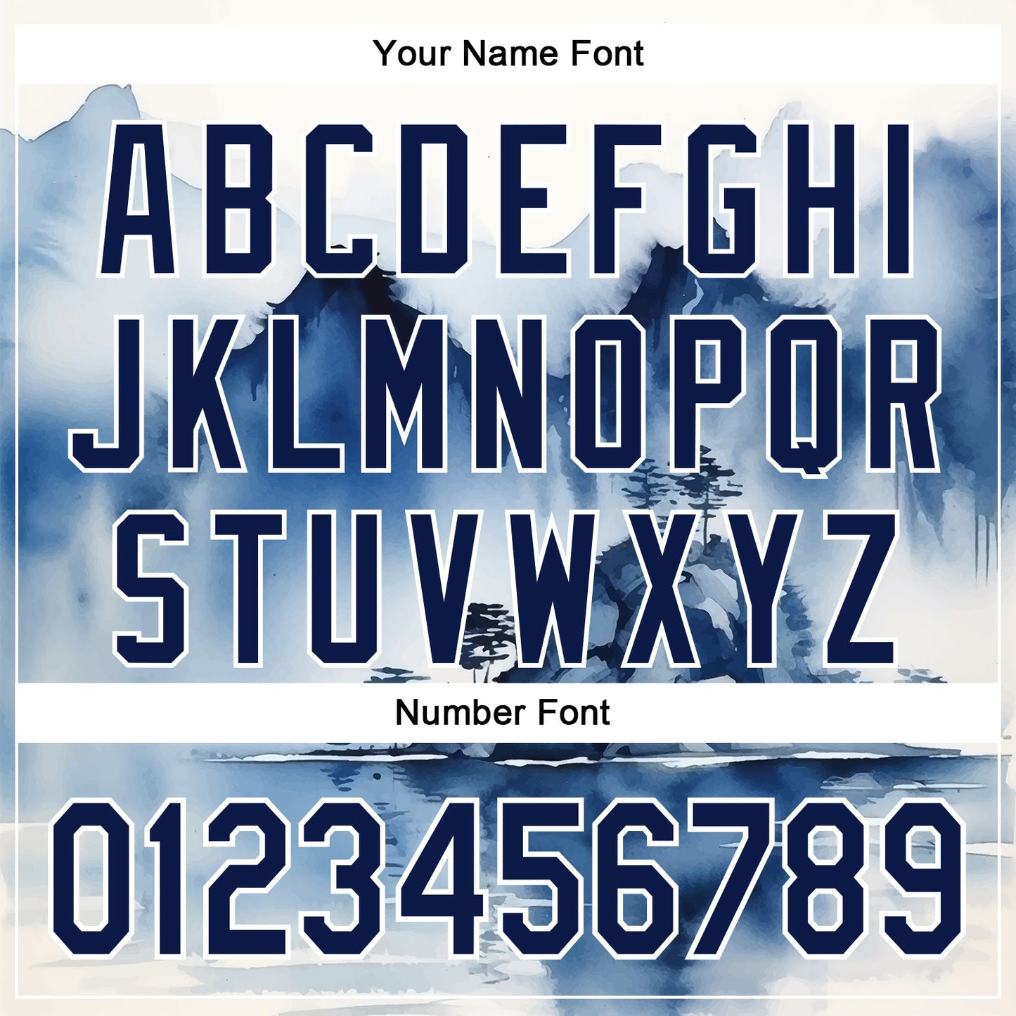 Custom White Navy 3D Pattern Design Abstract Watercolor Mountains Authentic Baseball Jersey - Sky-Custom