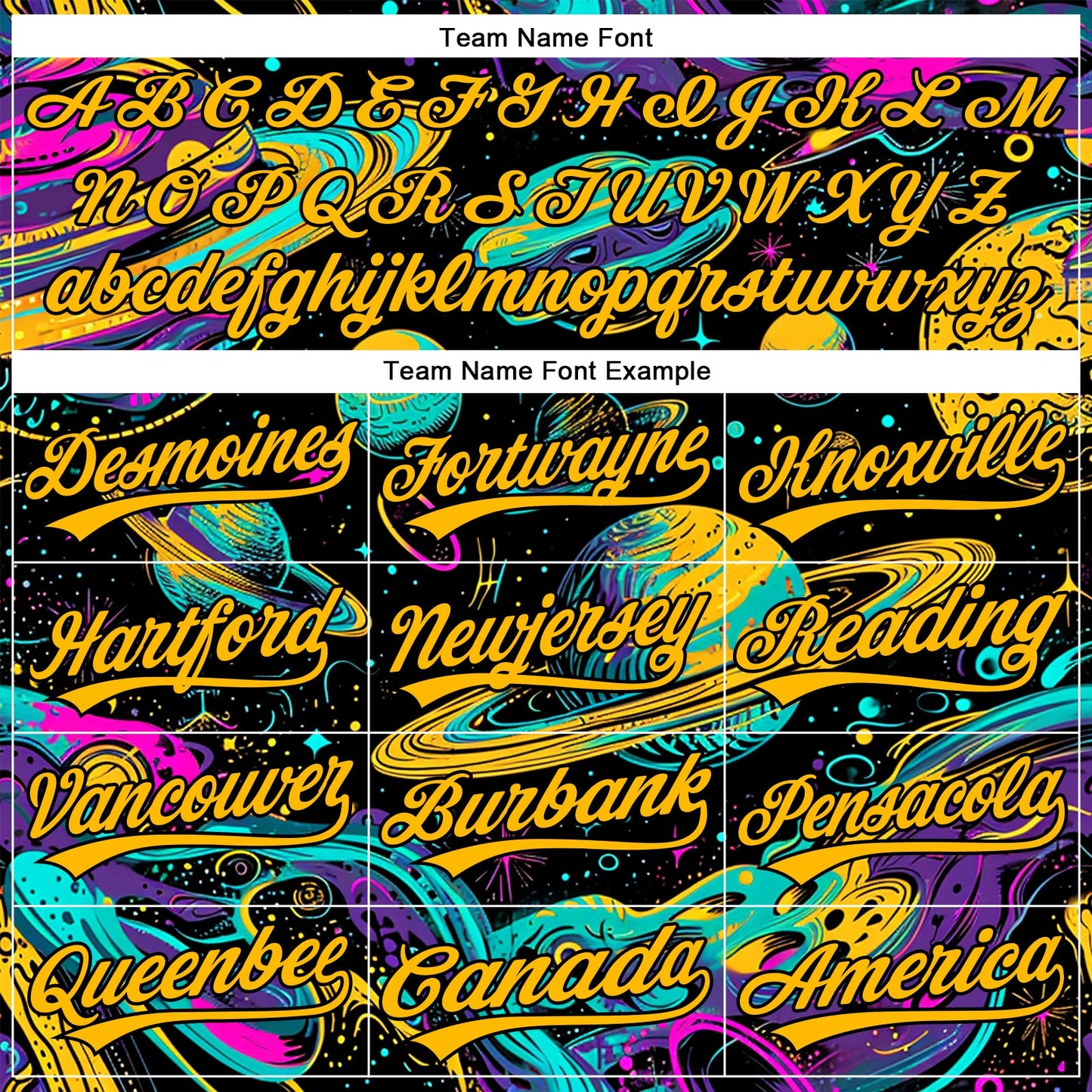 Custom Black Gold 3D Pattern Design Space With Planets And Stars Authentic Baseball Jersey - Sky-Custom