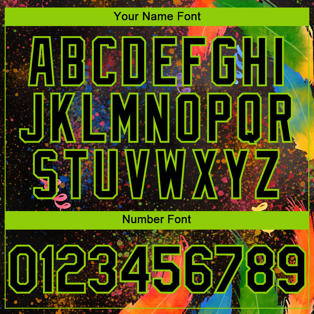 Custom Black Neon Green 3D Pattern Design Holi Festival Color Powder Authentic Baseball Jersey - Sky-Custom