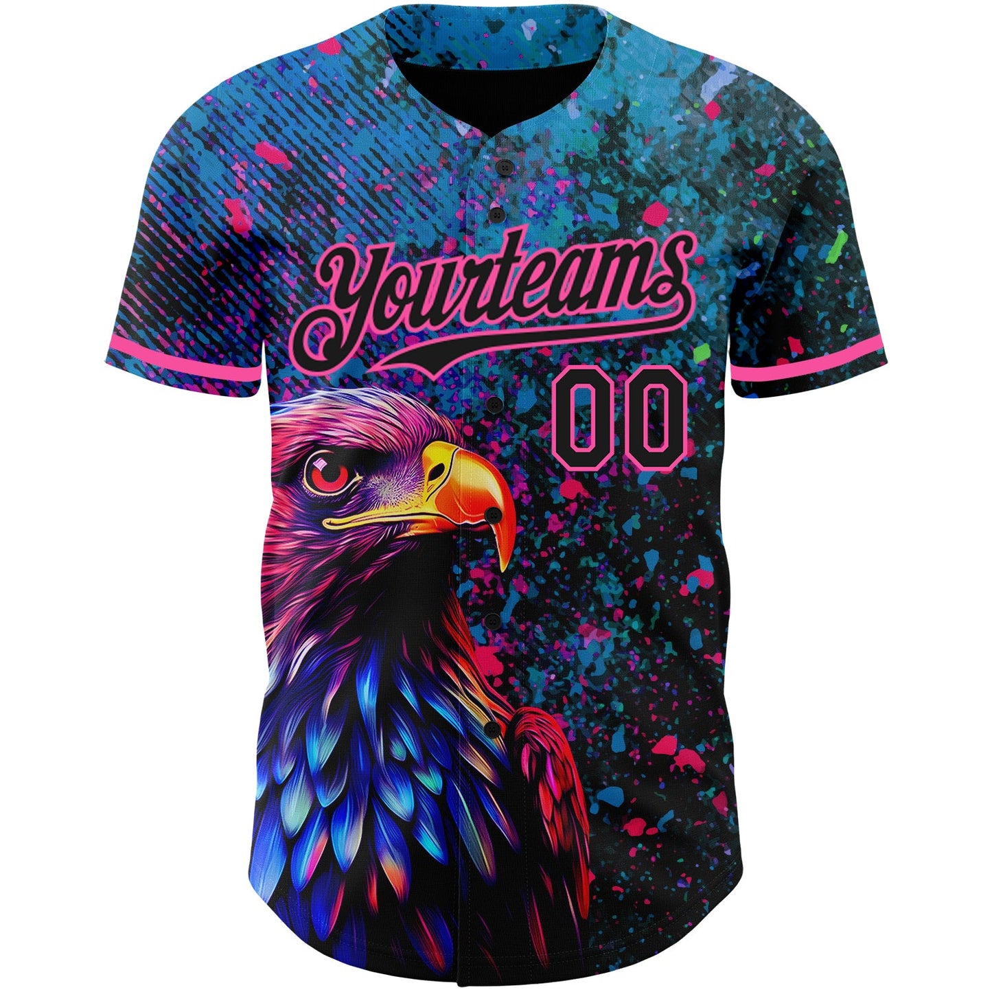 Custom Black Pink 3D Pattern Design Holi Festival Color Powder Authentic Baseball Jersey - Sky-Custom