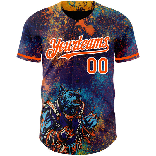 Custom Purple Orange-White 3D Pattern Design Holi Festival Color Powder Authentic Baseball Jersey - Sky-Custom