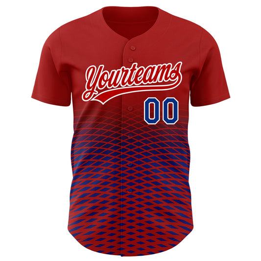 Custom Red Royal-White 3D Pattern Design Gradient Lines Authentic Baseball Jersey - Sky-Custom