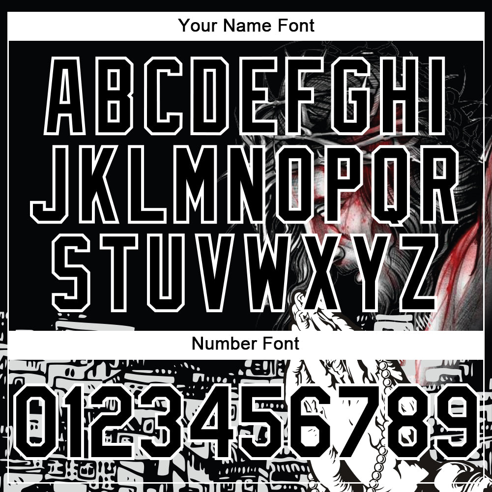 Custom Black White 3D Pattern Design Religion Jesus Christ Authentic Baseball Jersey - Sky-Custom
