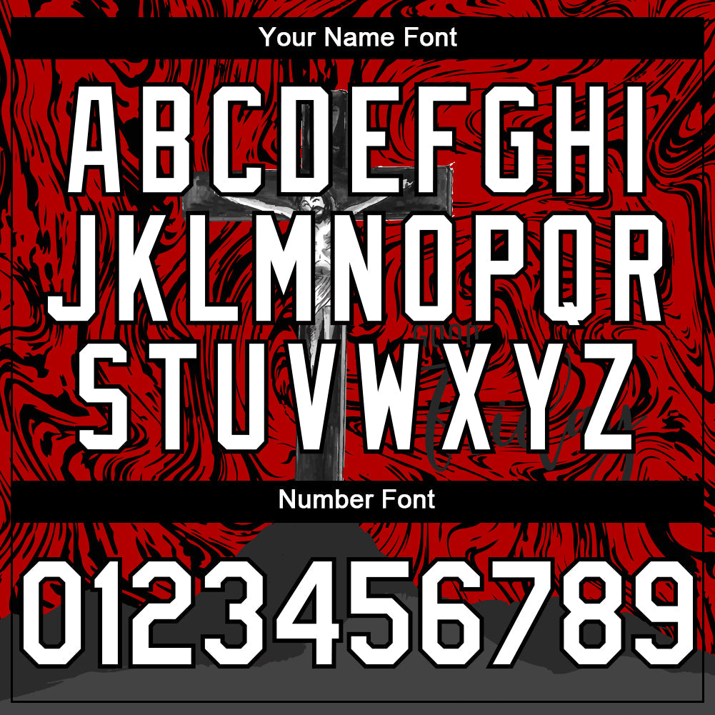 Custom Red White-Black 3D Pattern Design Religion Cross Jesus Christ Good Friday Authentic Baseball Jersey - Sky-Custom