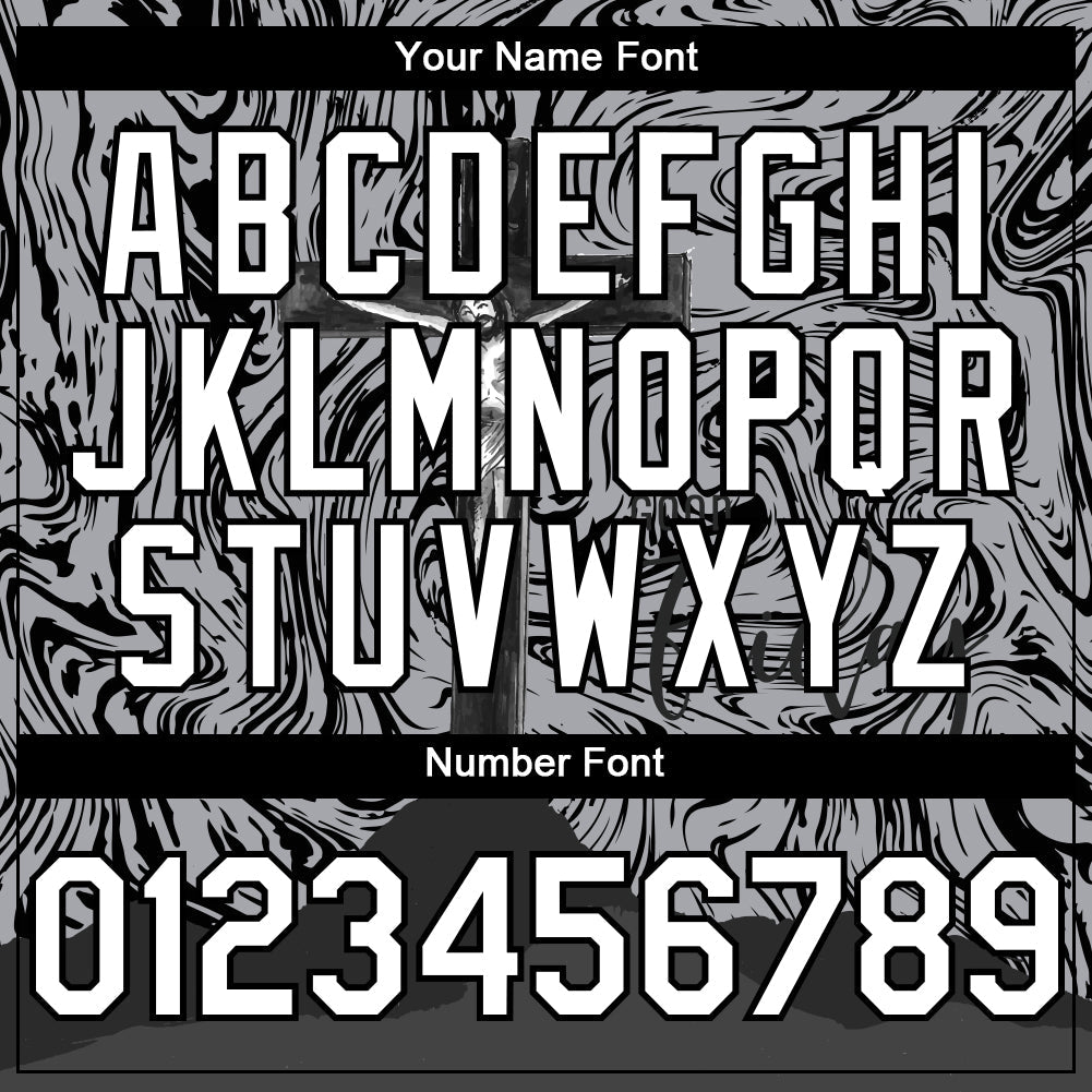 Custom Gray White-Black 3D Pattern Design Religion Cross Jesus Christ Good Friday Authentic Baseball Jersey - Sky-Custom