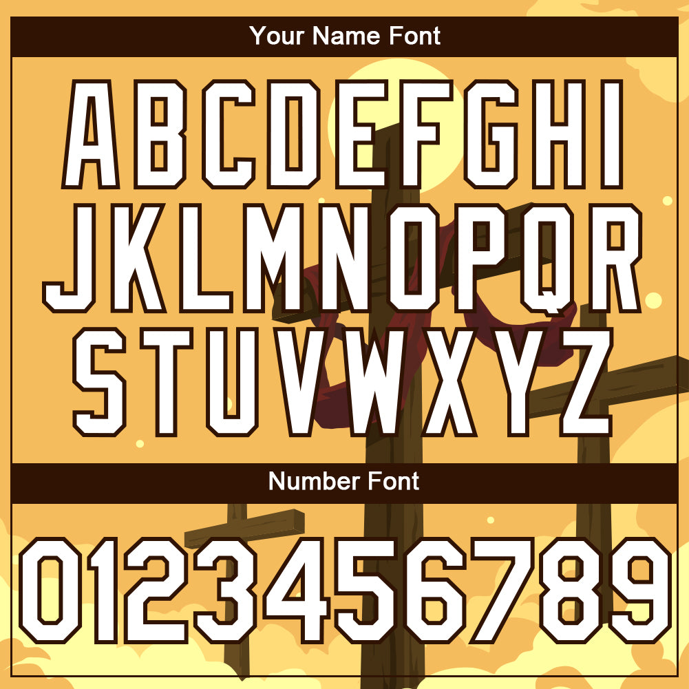 Custom Yellow White-Brown 3D Pattern Design Religion Cross Jesus Christ Good Friday Authentic Baseball Jersey - Sky-Custom