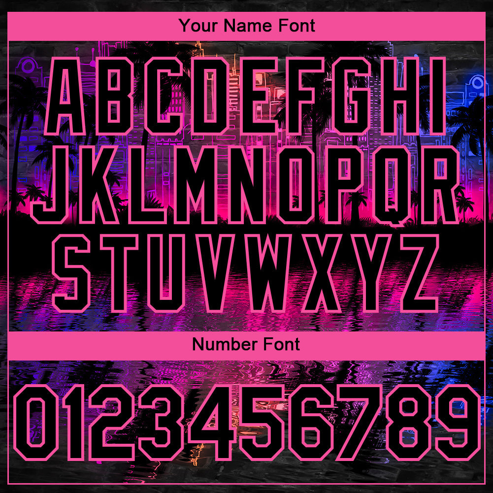 Custom Black Pink 3D Pattern Design Hawaii Palm Trees Authentic Baseball Jersey - Sky-Custom