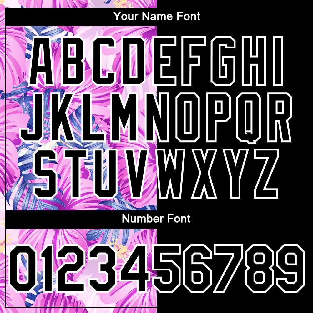 Custom Pink Black-White 3D Pattern Design Tropical Flower And Hawaii Palm Leaves Authentic Baseball Jersey - Sky-Custom