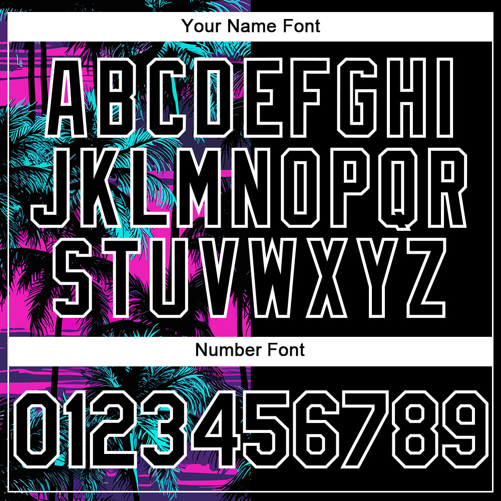 Custom Pink Black-White 3D Pattern Design Beach Hawaii Palm Trees Authentic Baseball Jersey - Sky-Custom