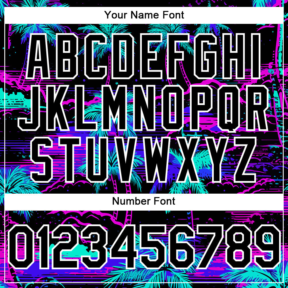 Custom Black White 3D Pattern Design Beach Hawaii Palm Trees Authentic Baseball Jersey - Sky-Custom