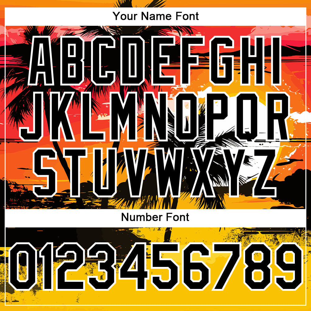 Custom Yellow Black White 3D Pattern Design Beach Hawaii Palm Trees Authentic Baseball Jersey - Sky-Custom