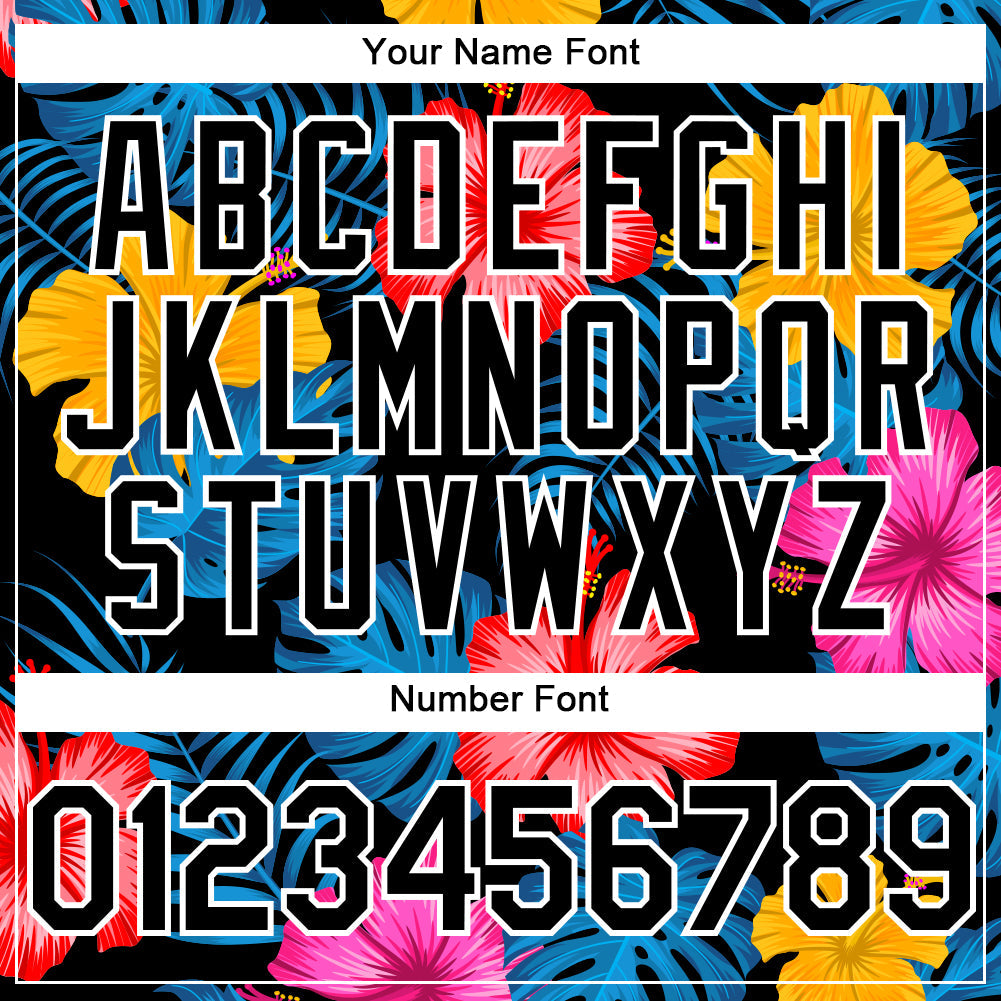 Custom Black White 3D Pattern Design Tropical Flower And Hawaii Palm Leaves Authentic Baseball Jersey - Sky-Custom