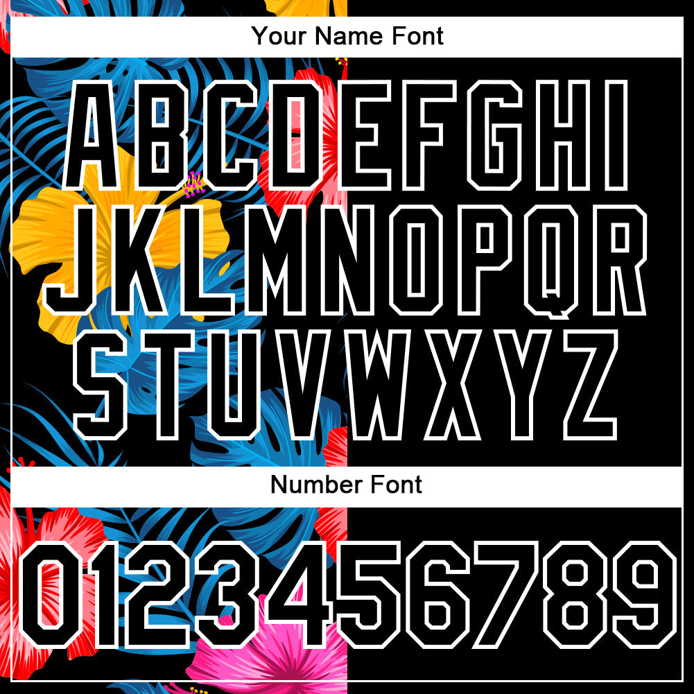 Custom Black White 3D Pattern Design Tropical Flower And Hawaii Palm Leaves Authentic Baseball Jersey - Sky-Custom