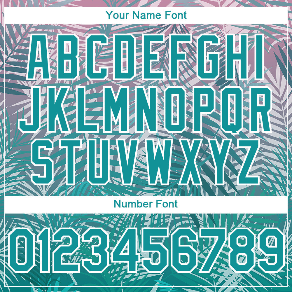 Custom Teal White 3D Pattern Design Tropical Hawaii Palm Leaves Authentic Baseball Jersey - Sky-Custom