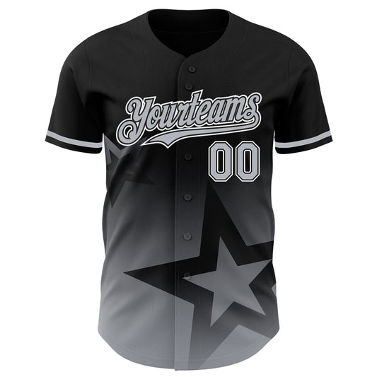 Custom Black Gray-White 3D Pattern Design Gradient Style Twinkle Star Authentic Baseball Jersey - Sky-Custom