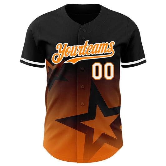 Custom Black Bay Orange-White 3D Pattern Design Gradient Style Twinkle Star Authentic Baseball Jersey - Sky-Custom