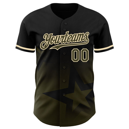 Custom Black Olive-Cream 3D Pattern Design Gradient Style Twinkle Star Authentic Baseball Jersey - Sky-Custom