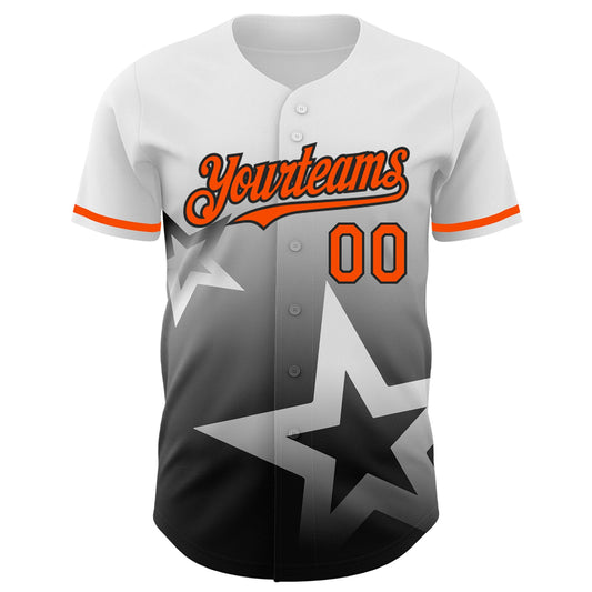 Custom White Orange-Black 3D Pattern Design Gradient Style Twinkle Star Authentic Baseball Jersey - Sky-Custom