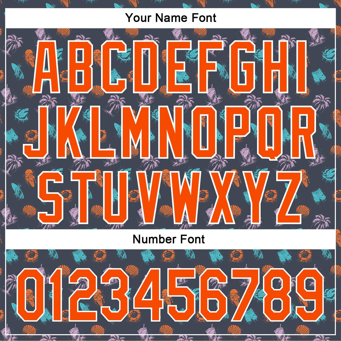 Custom Navy Orange-White 3D Pattern Design Ice Cream And Hawaii Palm Trees Authentic Baseball Jersey - Sky-Custom