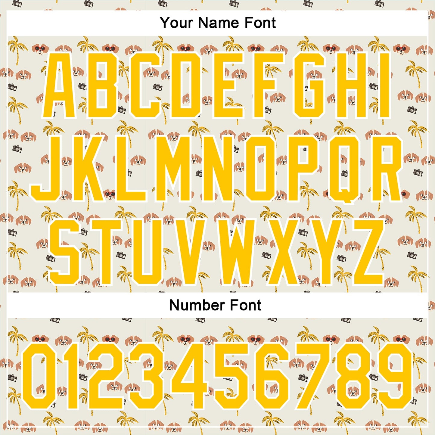 Custom White Yellow 3D Pattern Design Animal Dog And Hawaii Palm Trees Authentic Baseball Jersey - Sky-Custom