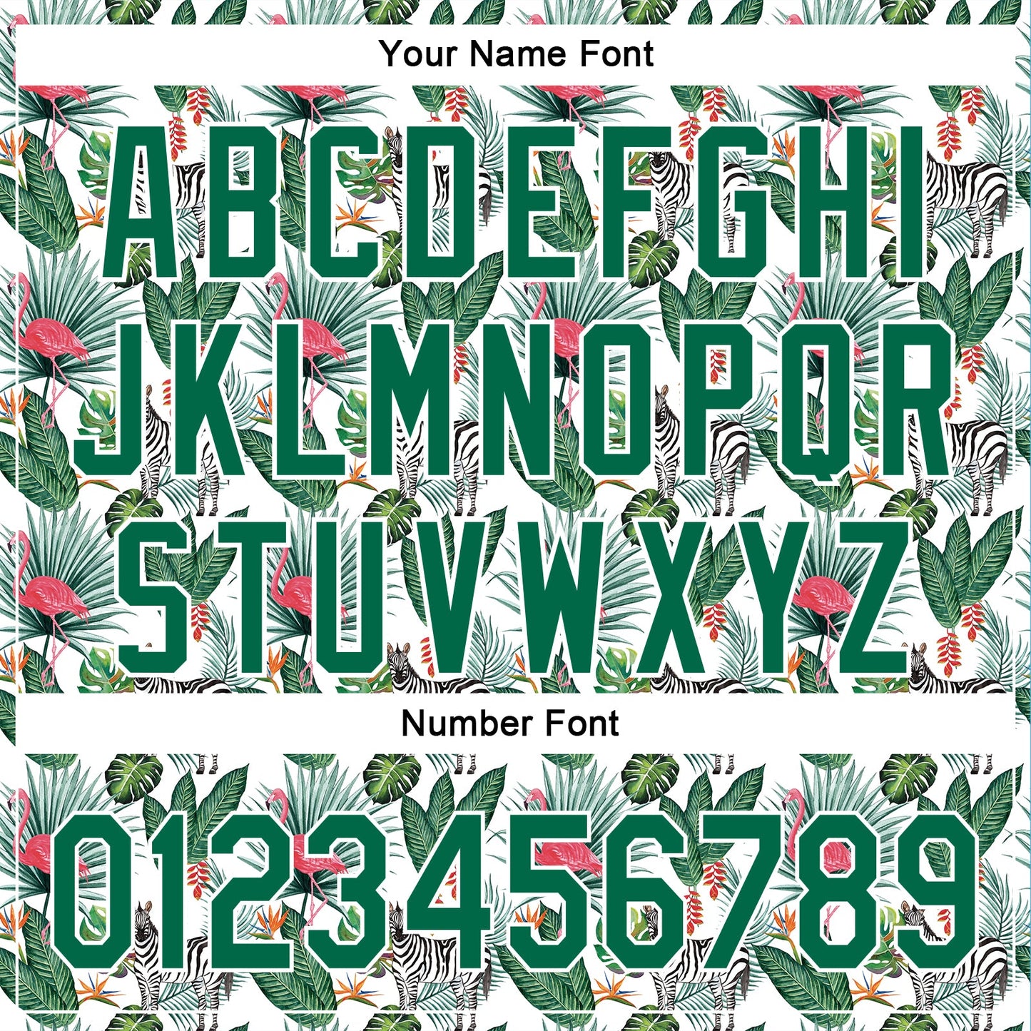 Custom White Kelly Green 3D Pattern Design Animal Zebra Flamingo And Hawaii Palm Leaves Authentic Baseball Jersey - Sky-Custom