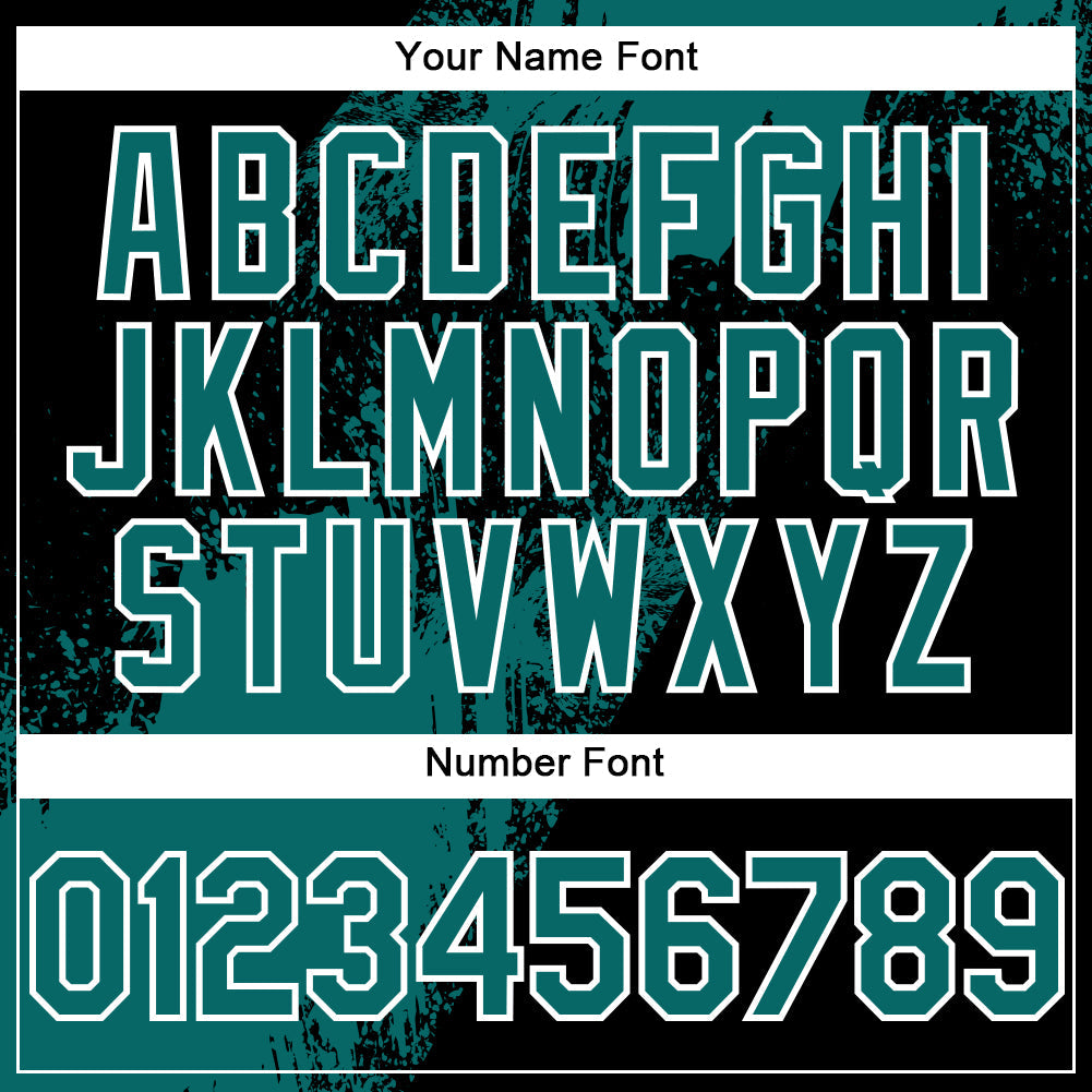 Custom Teal Black-White 3D Pattern Design Abstract Brush Stroke Authentic Baseball Jersey - Sky-Custom