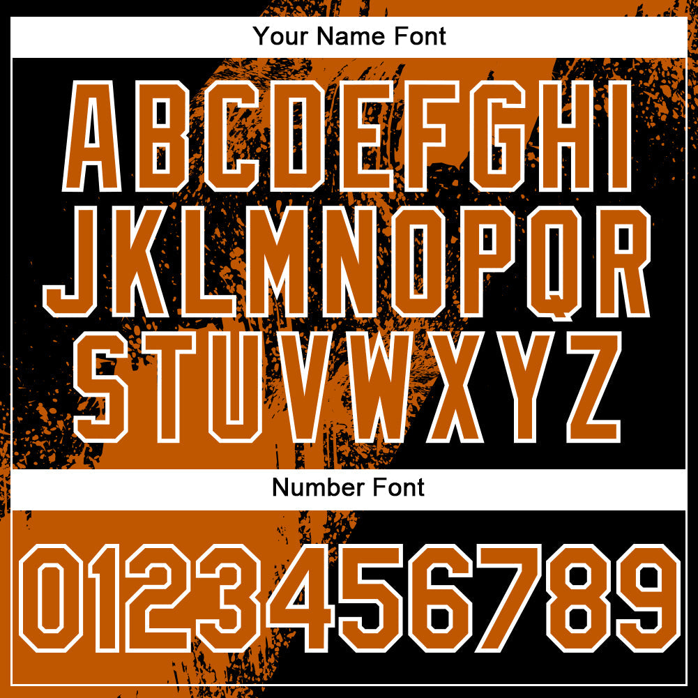 Custom Texas Orange Black-White 3D Pattern Design Abstract Brush Stroke Authentic Baseball Jersey - Sky-Custom