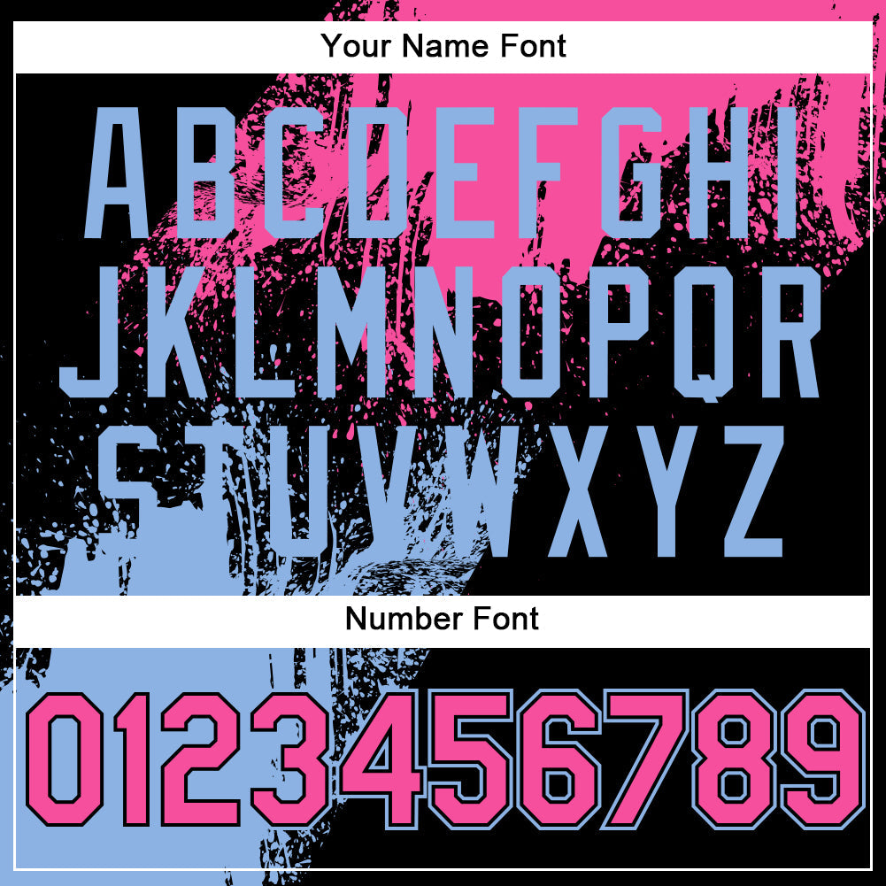 Custom Pink Black-Light Blue 3D Pattern Design Abstract Brush Stroke Authentic Baseball Jersey - Sky-Custom