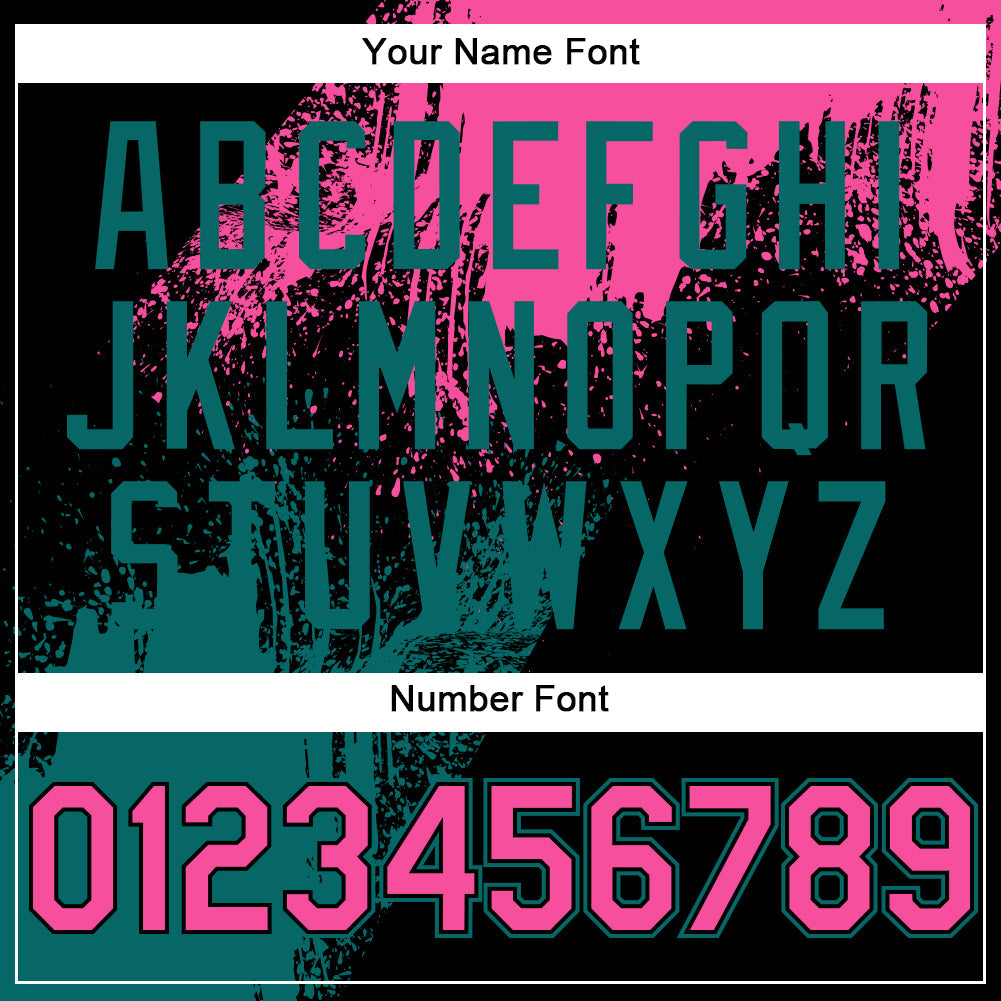 Custom Pink Black-Teal 3D Pattern Design Abstract Brush Stroke Authentic Baseball Jersey - Sky-Custom