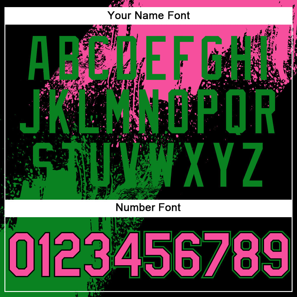 Custom Pink Black-Grass Green 3D Pattern Design Abstract Brush Stroke Authentic Baseball Jersey - Sky-Custom