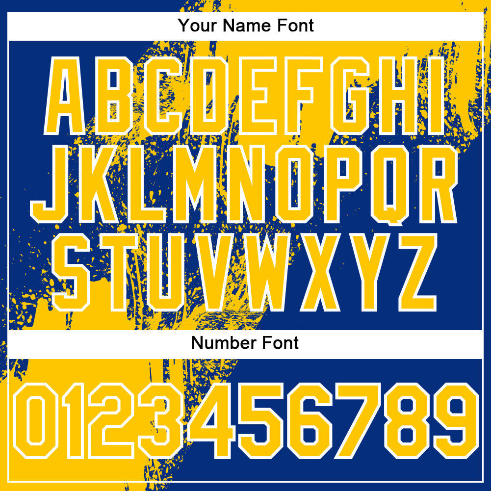Custom Yellow Royal-White 3D Pattern Design Abstract Brush Stroke Authentic Baseball Jersey - Sky-Custom