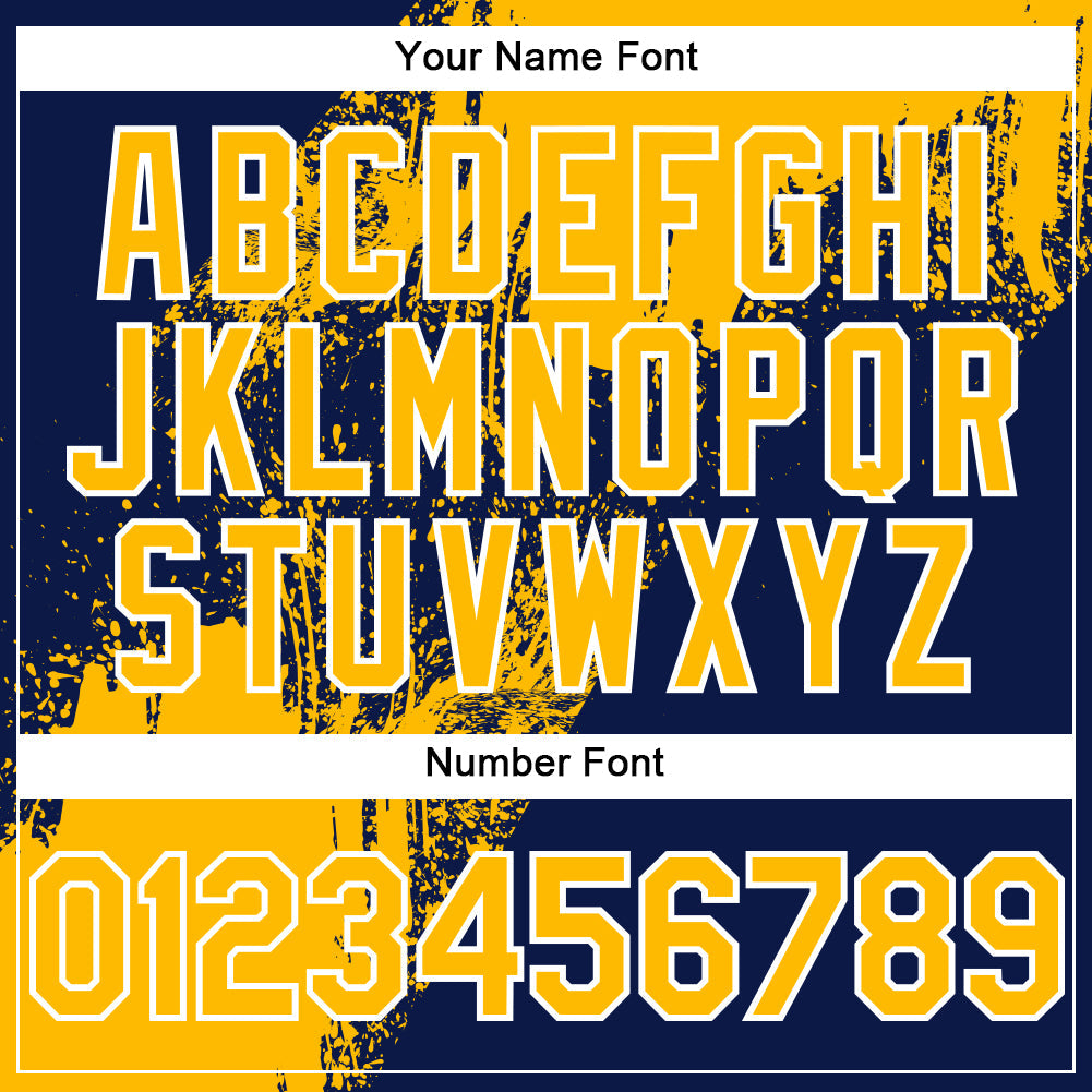 Custom Gold Navy-White 3D Pattern Design Abstract Brush Stroke Authentic Baseball Jersey - Sky-Custom