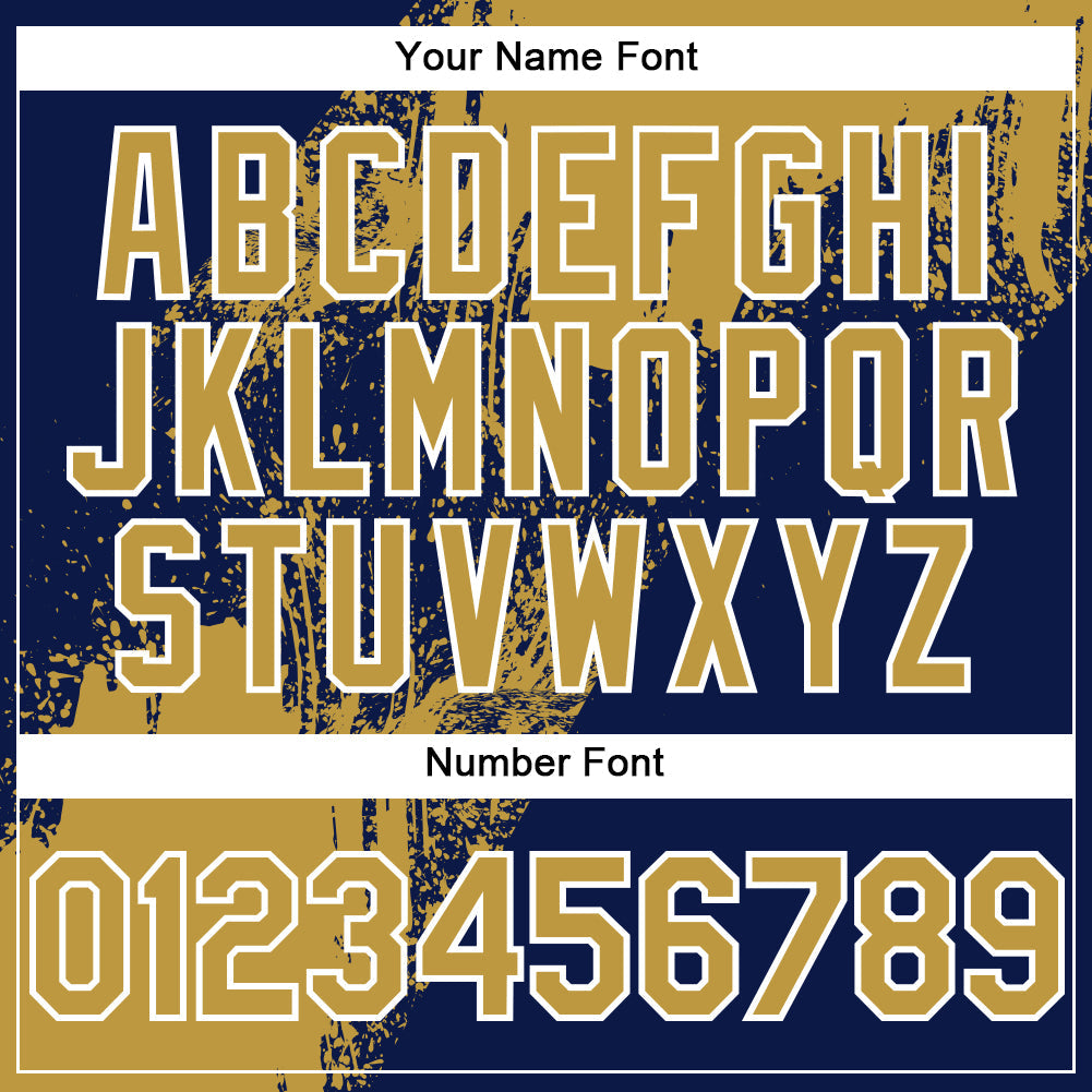 Custom Old Gold Navy-White 3D Pattern Design Abstract Brush Stroke Authentic Baseball Jersey - Sky-Custom
