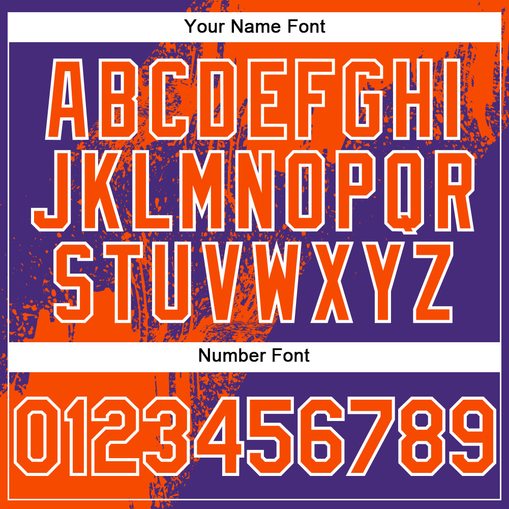 Custom Orange Purple-White 3D Pattern Design Abstract Brush Stroke Authentic Baseball Jersey - Sky-Custom