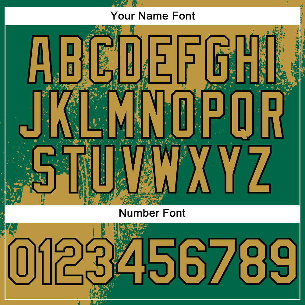 Custom Old Gold Kelly Green-Black 3D Pattern Design Abstract Brush Stroke Authentic Baseball Jersey - Sky-Custom