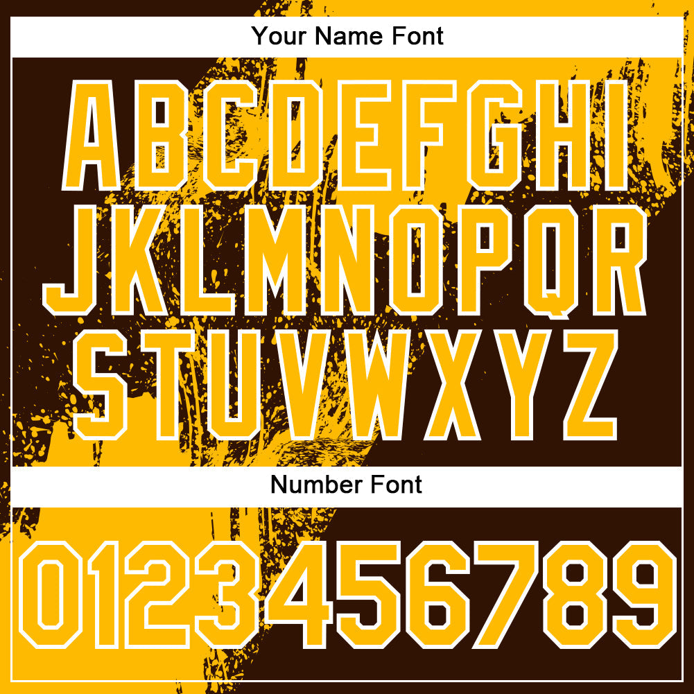 Custom Gold Brown-White 3D Pattern Design Abstract Brush Stroke Authentic Baseball Jersey - Sky-Custom