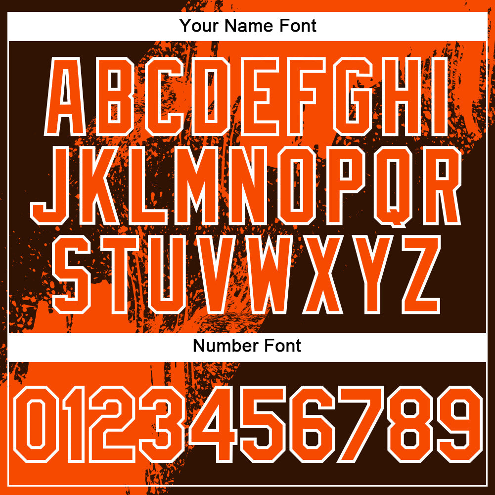 Custom Orange Brown-White 3D Pattern Design Abstract Brush Stroke Authentic Baseball Jersey - Sky-Custom