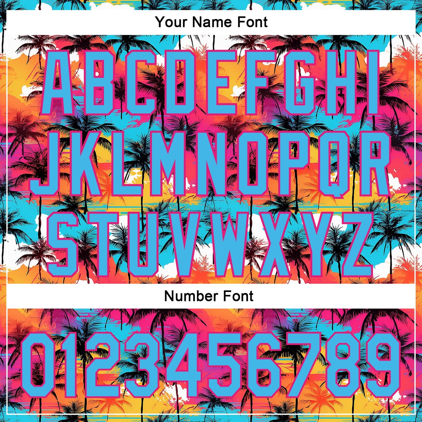 Custom Sky Blue Hot Pink 3D Pattern Design Tropical Hawaii Palm Trees Authentic Baseball Jersey - Sky-Custom