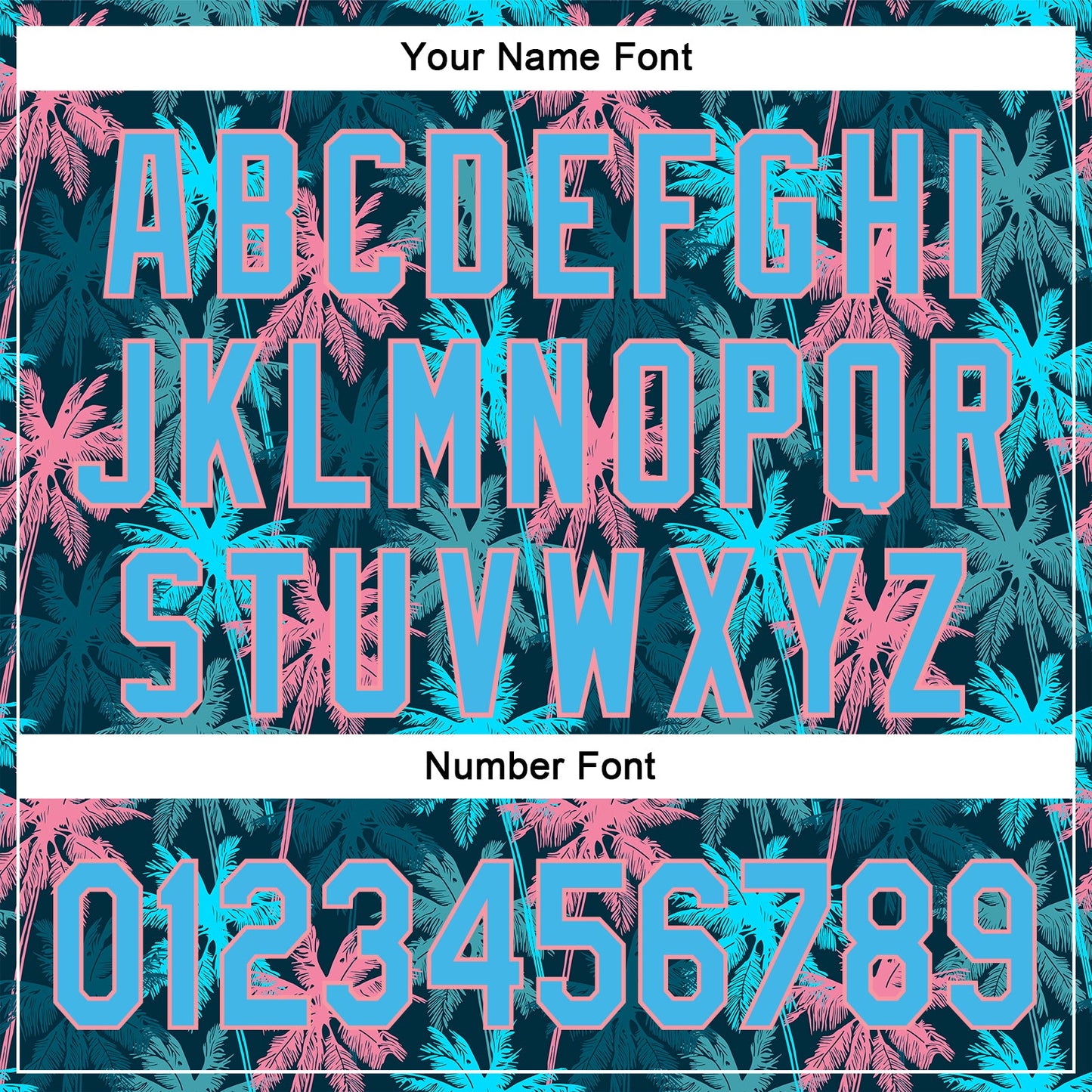 Custom Black Sky Blue-Medium Pink 3D Pattern Design Tropical Hawaii Palm Trees Authentic Baseball Jersey - Sky-Custom