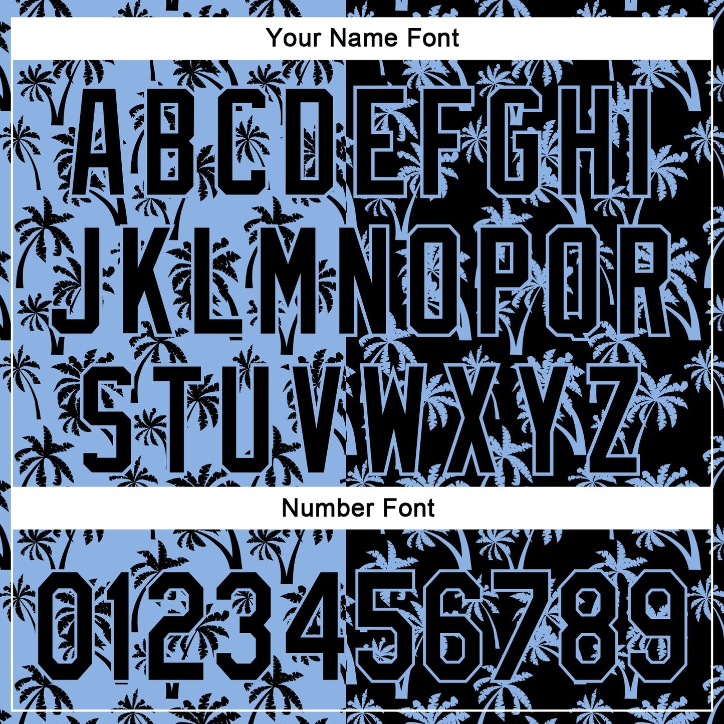 Custom Light Blue Black 3D Pattern Design Tropical Hawaii Palm Trees Authentic Baseball Jersey - Sky-Custom