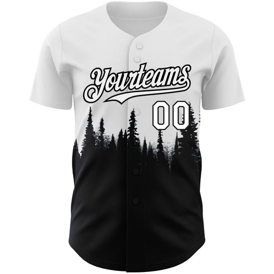 Custom White Black 3D Pattern Design Animal Wolf Authentic Baseball Jersey - Sky-Custom